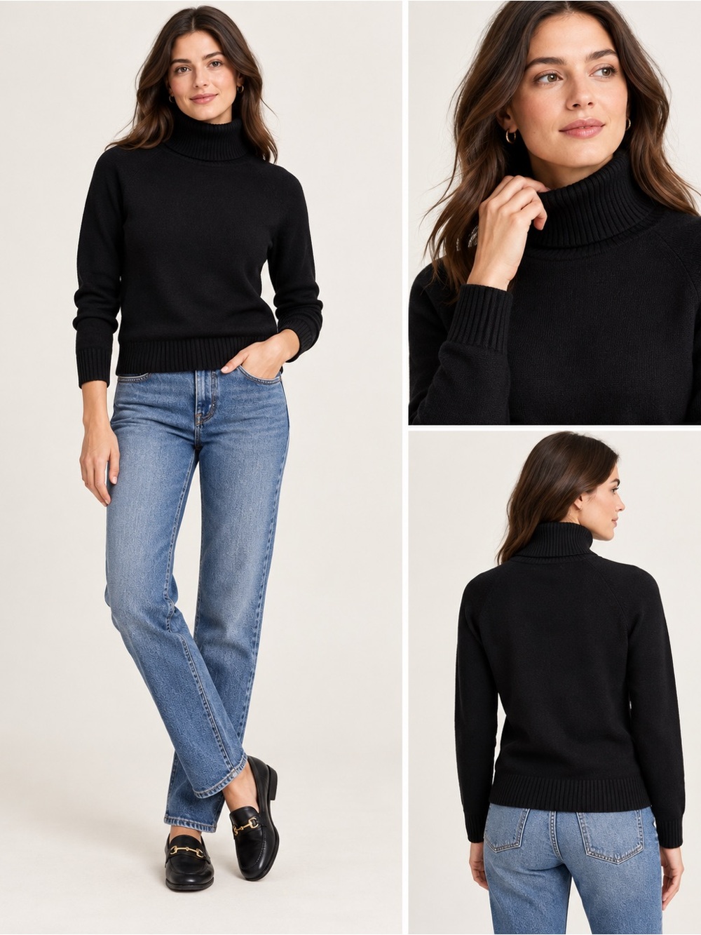 Banana Republic Fine Italian Merino Wool Turtleneck Sweater Black Small